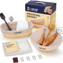 Clearance Final Stock - Lorzon Banneton Bread Proofing Basket Gift Set of 2 (10" Round & Oval Rattan) - Sourdough Bread Baking Supplies Making Tools with Bakers Couche & Sourdough Starter Kit