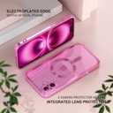 Misea Magnetic for iPhone 16 Case Compatible with MagSafe [Never Yellowing] [Military Grade Drop Protection] Full Camera Lens Protector Plating Soft Clear Phone Case for Women 6.1 inch, Hot Pink