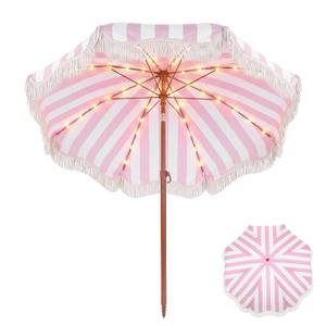 Sunnymove 6ft Boho Patio Umbrella with Fringe 7 ft Height