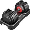 Adjustable 10-in-1 Black Dumbbell Set for Full Body Workout & Fitness, Fast Adjust by Turning Handle - Perfect Home Gym Equipment
