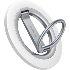 Lamicall Magnetic Phone Ring Grip Stand - [Stable Dual-Hinge] Ring Kickstand 360 Rotation Finger Holder [Super Magnet] Ring Grip, for MagSafe Accessories for iPhone 17 16 15 14 Pro Max, White