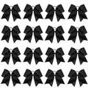 16PCS 8" Large Cheer Hair Bows Ponytail Holder Elastic Band Handmade for Cheerleading Teen Girls College Sports, Black