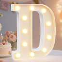 Pooqla LED Marquee Letter Lights Sign, Light Up Alphabet Letter for Home Party Wedding Decoration D (Warm White)