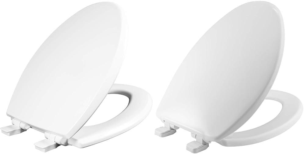 Mayfair Cassel Slow-Close, Premium Hinge, White & 1880SLOW 000 Caswell Toilet Seat will Slowly Close and Never Loosen, ELONGATED, Long Lasting Plastic, White