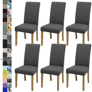 Dining Chair Cover,Dining Room Chair Covers Set of 6,Stretch Kitchen Chair Cover,Washable Dining Chair Cover,Parsons Chair Slipcovers Protective,for Home,Restaurant,Banquet(Gray)