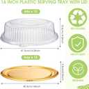 Nitial 12 Pcs Plastic Serving Trays with Lids, Round, Gold, 16 Inches