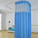 TTZ Hospital Curtain with Flat Hooks for Hospital Medical Clinic SPA Lab Cubicle Curtain Divider Privacy Screen (Color : Dark Blue, Size : 1(5ft Wide x 7ft Tall))