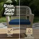 Outdoor Chair Cushions, Fade-Resistant & Water-Resistant, D Shaped Patio Furniture Seat Chair Pads Replacement with Ties, Non-Slip Bottom, Removable Cover, Set of 2, 17 x 16 Inch, Navy Blue