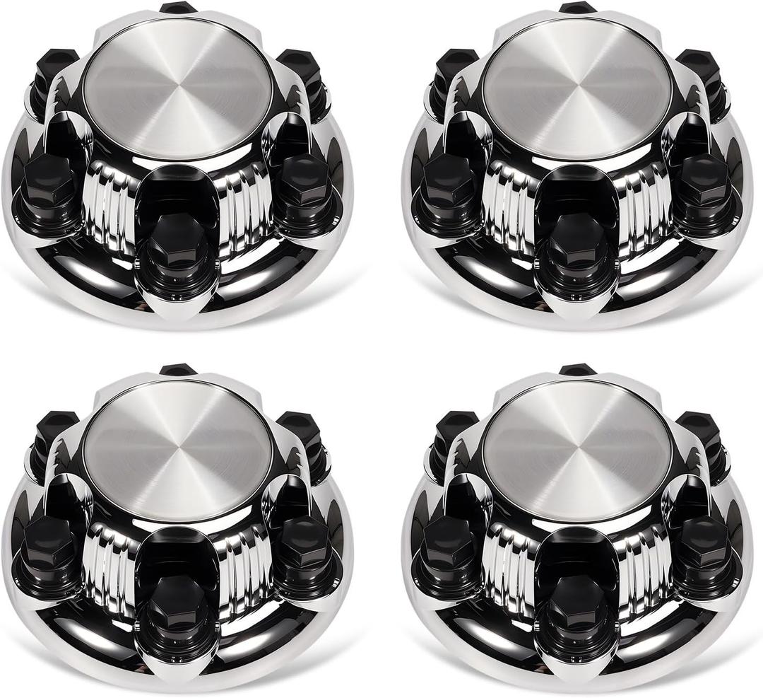 LEAPTREND 6 Lugs Chrome Wheel Center Caps(New Glossy Silver Design) 4pcs Fit for GMC Savana Sierra Yukon&Chevy/Chevrolet Avalanche Express Silverado Tahoe 1500 2500 1999-2012 Rim Hub Cover