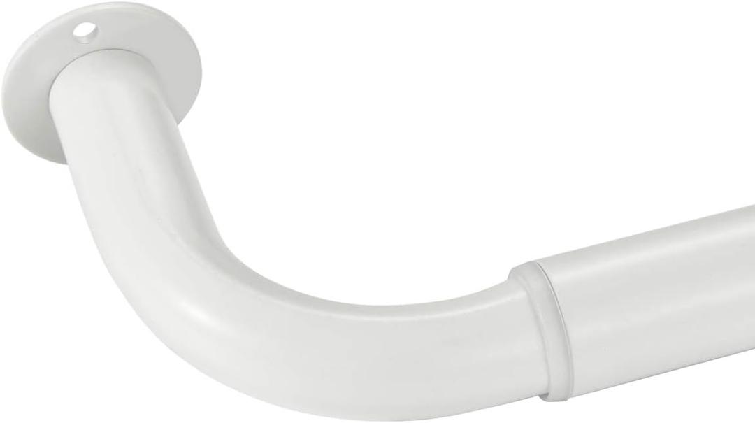 Room Darkening Curtain Rod, Wrap Around Design, Extra-Thick 1-Inch Diameter Single Drapery Rod, Extendable Metal Rod Set for the Blackout Curtains and Sheer (White, 28-48")