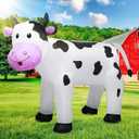 6FT Inflatable Cow Outdoor Decoration,Built-in LED Lights Indoor Outdoor Yard Lawn Ranch Blow Up Cute Animal Milk Cow,Christmas Holiday Display Spring Decorations for Garden Farm Themed Party