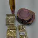 Burgundy and Gold Plastic Plates, Disposable Dinnerware Set for 25 Guests. 150pcs