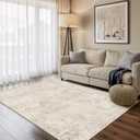 Art&Tuft Washable Rugs 4x6, Anti-Slip Backing Abstract 4x6 Rug, Stain Resistant Rugs for Living Room, Foldable Machine Washable Area Rug (4'x6', Beige)