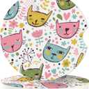 Abstract Cute cat Absorbent Car Cup Coasters,Cup Holders,Cork Base Drink Coasters with Finger Notch for Easy Move of Car Cup Holder for Women Men 2.6"(2 Pieces)