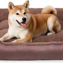 Orthopedic Dog Bed Medium Size Dogs, Washable Calming Dog Sofa Bed, Rectangle Comfort Pet Bed for Medium Dogs, Non-Slip Bottom, Brown (31.4"L x 23.6"W x 7"Th)