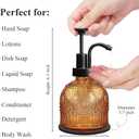 Amolliar 8 Oz Vintage Glass Bathroom Soap Dispensers with Pump, Refillable Kitchen Dish Soap Dispenser with Stripe, Antique Rustic Hand Soap Liquid Bottle (Brown-Black Pump)
