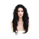 Women Long Curly Wavy Black Wig 70s 80s Rocker Punk Party Funny Costume Wig Natural Looking Halloween Cosplay Hair