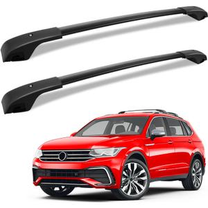 KINGGERI Roof Rack Cross Bars Fit for Volkswagen Tiguan 2018 2019 2020 2021 2022 2023 2024 and Taos 2022 2023 2024, Aluminum Roof Rails Crossbars Rooftop Cargo Luggage Rails Kayak Skiboard Black