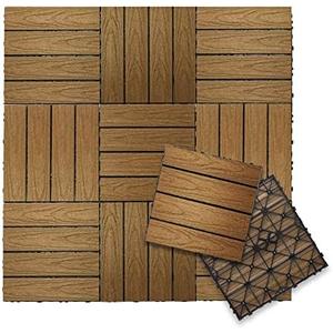 NewTechWood UltraShield Naturale 1 ft. x 1 ft. Quick Deck Outdoor Composite Deck Tile in Peruvian Teak (10 sq. ft. Per Box)