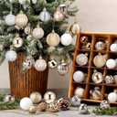 Lunmon 72 Pcs Christmas Ball Ornaments Bulk Champagne Gold Silver White Tree Ornaments 1.57/ 1.97/ 2.36 Inch Shatterproof Matte Glitter Xmas Baubles Assorted Elegant Christmas Decor for Xmas Tree Home