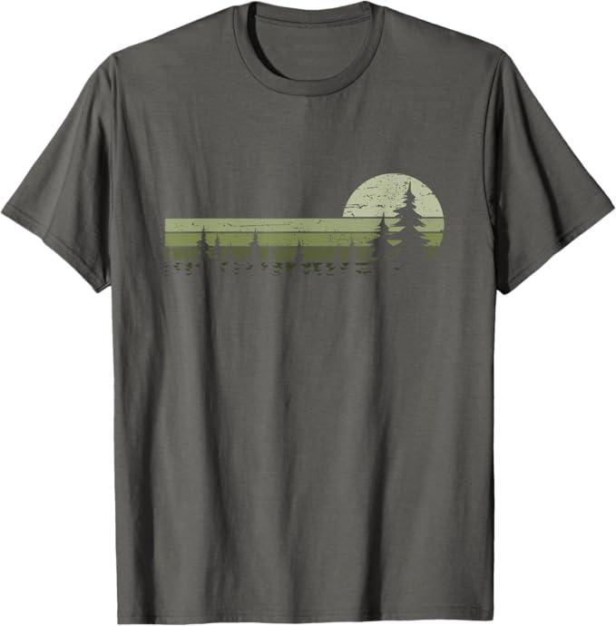 Trees Wildlife Nature Vintage Forest T-Shirt (Small,)