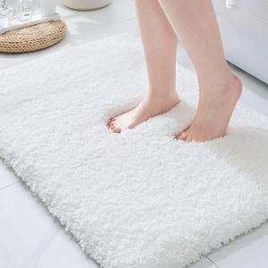 ILANGO White Bathroom Rugs 24"  17" Small Non Slip & Super Absorbent Extra Thick Soft, Washable Bath Mat for Floor, Microfiber Plush Shaggy Bath Rug with Rubber for Bathtub Shower Room Sink (1'5" x 2' (17''x24'' Bathroom Rug))