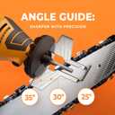 Sharp Pebble Electric Chainsaw Sharpener Kit - Comes with Chain Saw Sharpener Tool, 4 File Size Sharpening Wheel Bits, Angle Attachment, Wrench & eBook