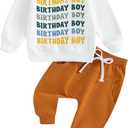 Kayotuas Toddler Baby Boy First Birthday Outfit Birthday Boy Shirt and Pants Jogger Set 2 Piece Infant Cute Fall Winter Clothes (White Birthday Boy Sweatshirt+Brown Pants, 2-3 Years)