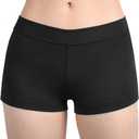 SUPRNOWA Boy Cut Low Rise Booty Shorts - Spandex Active Dance Yoga Workout Fitness Shorts for Women (Black, M)