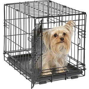 Midwest Homes for Pets Newly Enhanced Single & Double Door iCrate Dog Crate, Includes Leak-Proof Pan, Floor Protecting Feet, Divider Panel & New Patented Features (Size: 18.0"L x 12.0"W x 14.0"H)