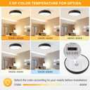 Dimmable LED Ceiling Light Fixture, 2700K-6000K 5CCT Modern Mid-Century Semi Flush Mount Ceiling Light, Black Close to Ceiling Lamp for Bedroom, Living Room, Kitchen, Laundry Room, 15.7in, 15.74IN