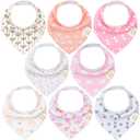 KeaBabies 8-Pack Organic Baby Bandana Bibs for Girls - Super Absorbent Triangle Baby Bibs for Drooling and Teething Infant, 100% Cotton Extra Soft for Newborn, Infant 0-36 Months (Pink Dreams)