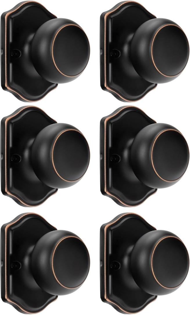 Goldenwarm Oil Rubbed Bronze No-Function Dummy Door Knobs,Single-Side Door Knob Handles for Closet & French Doors, No-Turning Pull/Handle Function 6 Pieces