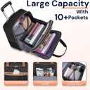 Ytonet Rolling Laptop Bag, 17.3 Inch Rolling Briefcase for Women, Water Resistant Computer Bag with Wheels for Work Travel College Business Overnight Wife Mom Teacher, Black Brown, Large