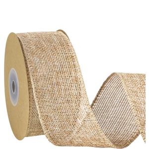 Burlap Ribbon,2.36 Inch x 11 Yard, Natural Burlap Ribbon with Iron Wire Edge for Big Bow, Gifts, Wreath, Tree, Decoration, Outdoor Decoration