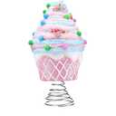 Candy Tree Topper Pastel Dessert Cupcake with Sturdy Spiral Bracket Tree Topper Ornament for Christmas Decorations Holiday Party Home Festive Decor