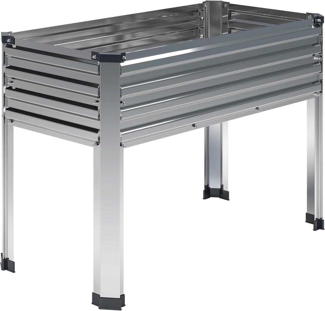 Galvanized Raised Garden Bed with Legs,481830in Elevated Planter Box for Backyard,Outdoor Garden, Patio, Balcony, 300lb Capacity,Sliver (Sliver(1PCS))