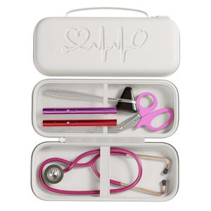 Hard Shell Stethoscope Case for 3M Littmann Classic III, Cardiology IV, MDF, EKO - Nursing School Essentials, Nursing Student Gifts, Nurse Stethoscopes Accessories for Work, White