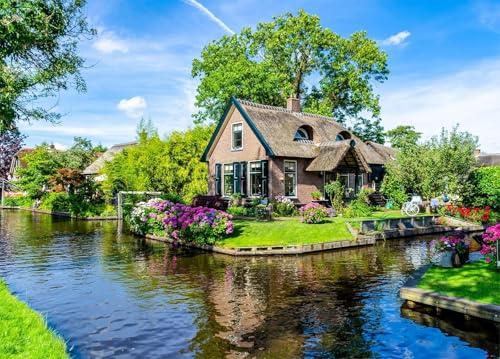 HUADADA Jigsaw Puzzles for Adults 1000 Pieces, Giethoorn Village Interlock Perfectly Letter on Back No Dust, Home Decor Party Toy for Men Women Elders Seniors (27.5"x19.6"), 1:1 Poster