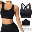 High Impact Sports Bra for Women - Criss-Cross Back, Molded Cups, Hook and Eye Closure - High Support Running Bra (Black, S)