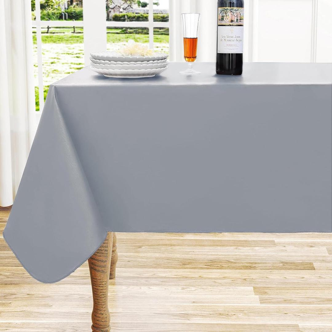 homing Square Vinyl Tablecloth, Waterproof Spillproof Plastic Flannel Backed Easter Table Cloth, Wipe Clean Table Cover for Dining, Buffet Parties and Camping (Grey, 60" x 60")