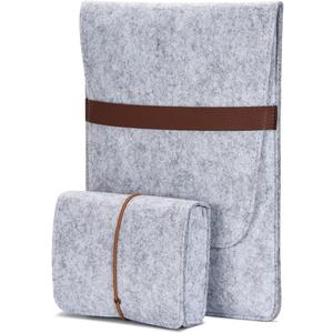 Vertical 15 Inch MacBook Pro Sleeve Protective Laptop Case for 16 Inch MacBook Pro 2019, 15 Inch MacBook Pro 2015-2019, Dell XPS 15 with Small Felt Accessory Bag(Light Gray)
