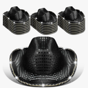 Tisancy 20 Pack Lights Cowboy Cowgirl Hat LED Flashing Light Up Hat for Western Bachelorette Party Wedding Bridal