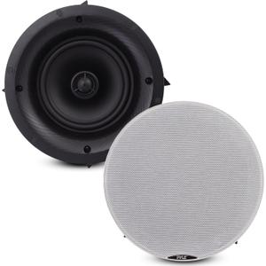 Pyle Pair 6.5 Bluetooth Universal Flush Mount in-Wall in-Ceiling 2-Way Speaker System Dual Polypropylene Cone & Polymer Tweeter Stereo Sound 300 Watts (PDICBT67), Black