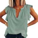 Dokotoo Women's Casual V Neck Ruffle Sleeve Summer Tank Tops Shirts