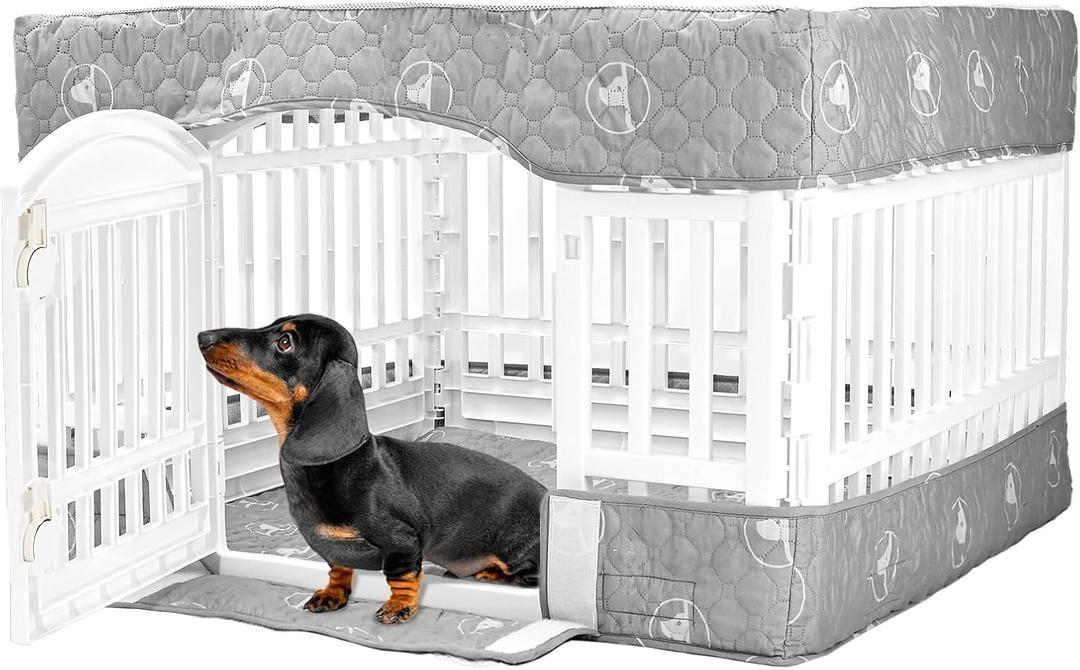 PJYuCien Dog Playpen Bottom Pad and Cover Fits for 36 Inch 4 Panels Exercise Pet Pen,Grey