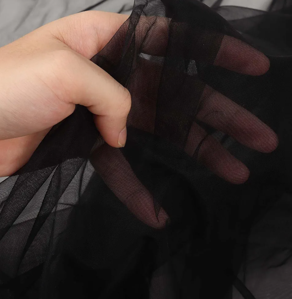 HAVII 5" x 10", 3 Pieces Black Tulle Fabric Tulle Roll Bolt for Tutu Skirt DIY Sewing Crafts Mesh Fabric Wedding Arch Drapey Birthday Party Decor