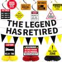 Roetyce Retirement Decorations Men Women, Caution Happy Retirement Banner Hanging Swirls Centerpieces Kit, Funny Legend Retired Party Supplies Backdrop for Coworker Family