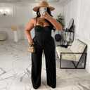 Tycorwd Women's Plus Size Casual Wide Leg Pants High Waisted Drawstring Baggy Sweatpants Elastic Straight Leg Lounge Pants (Black, XXXL)