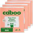 Caboo Tree Free Dinner Napkins - 4 Packs of 150, 600 Total Paper Napkins, Sustainable and Disposable White Napkin (150 Count (Pack of 4))